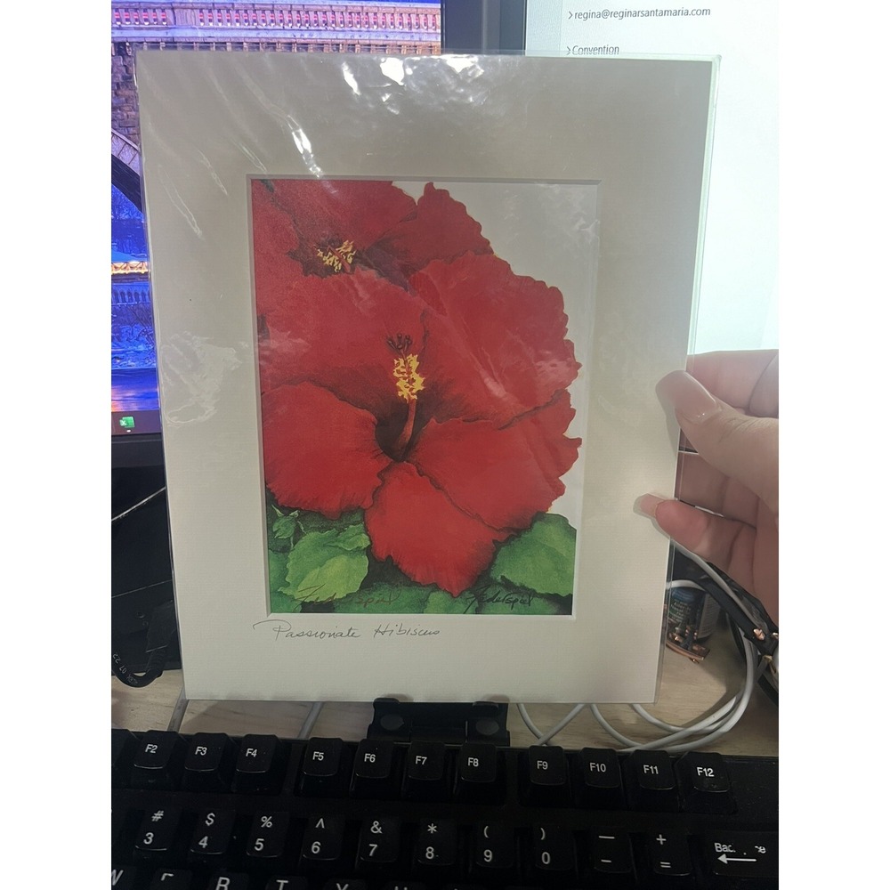Patrice Federspiel Passionate Hibiscus Painting -8x10 - Matte Frame
